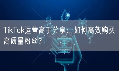 TikTok运营高手分享：如何高效购买高质量粉丝？