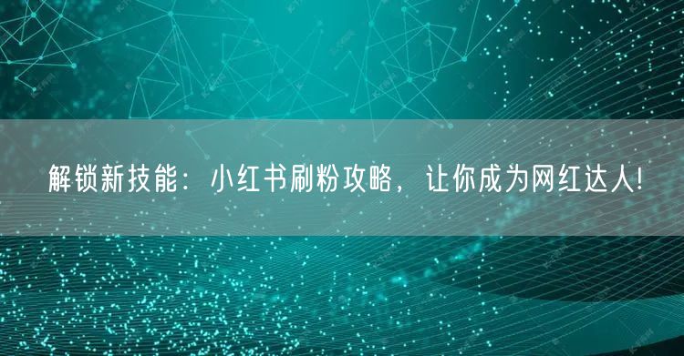 解锁新技能：小红书刷粉攻略，让你成为网红达人!