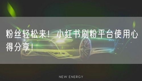 粉丝轻松来！小红书刷粉平台使用心得分享！