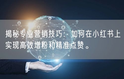 揭秘专业营销技巧：如何在小红书上实现高效增粉和精准点赞。