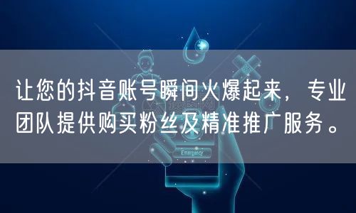 让您的抖音账号瞬间火爆起来，专业团队提供购买粉丝及精准推广服务。