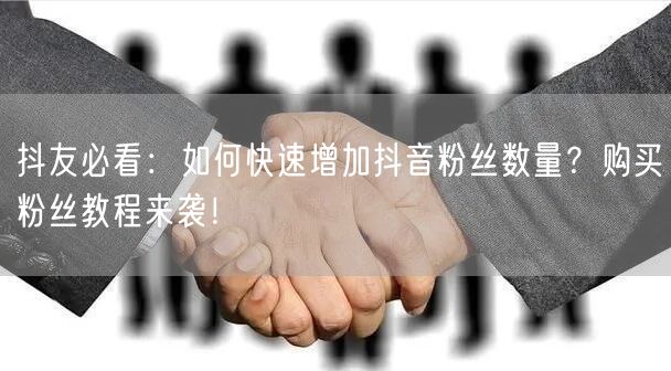 抖友必看：如何快速增加抖音粉丝数量？购买粉丝教程来袭！