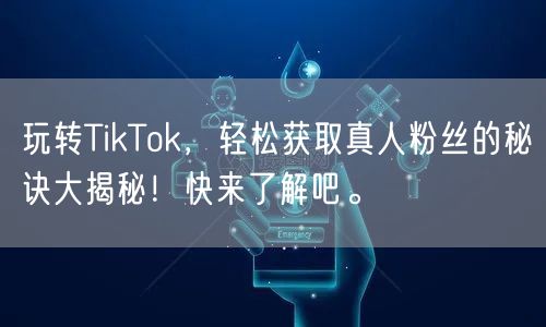 玩转TikTok，轻松获取真人粉丝的秘诀大揭秘！快来了解吧。